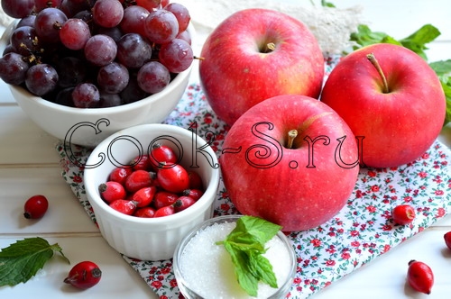 компот из яблок и винограда - ингредиенты